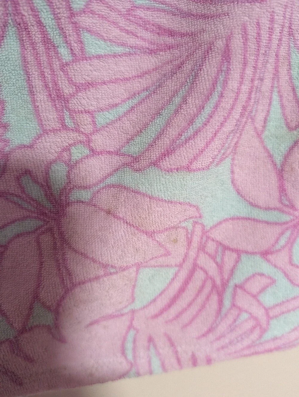 Lands End Girls Swim Cover Up Dress Terry Cloth Hooded Tropical Pink Blue Size M